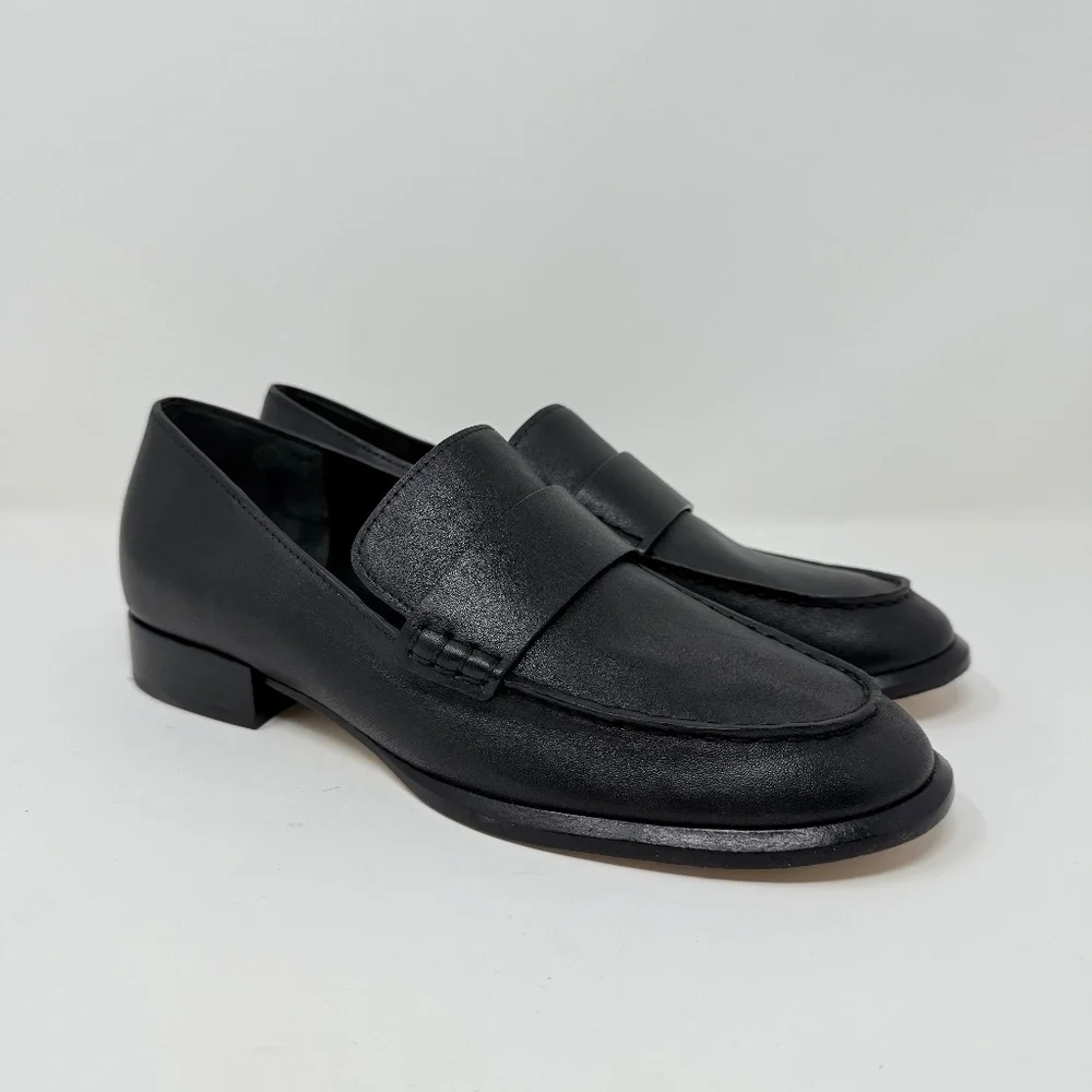 New Vince Nelli Leather Loafer Black Leather Sz 8 - Picture 3 of 14